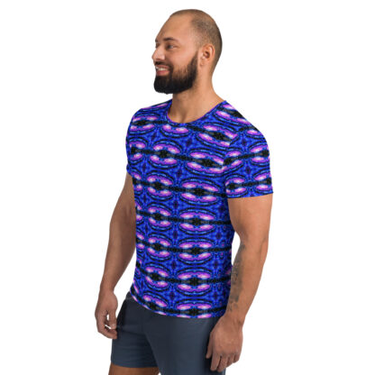 Psychedelic Pixel Galaxy men's athletic t-shirt - Image 3